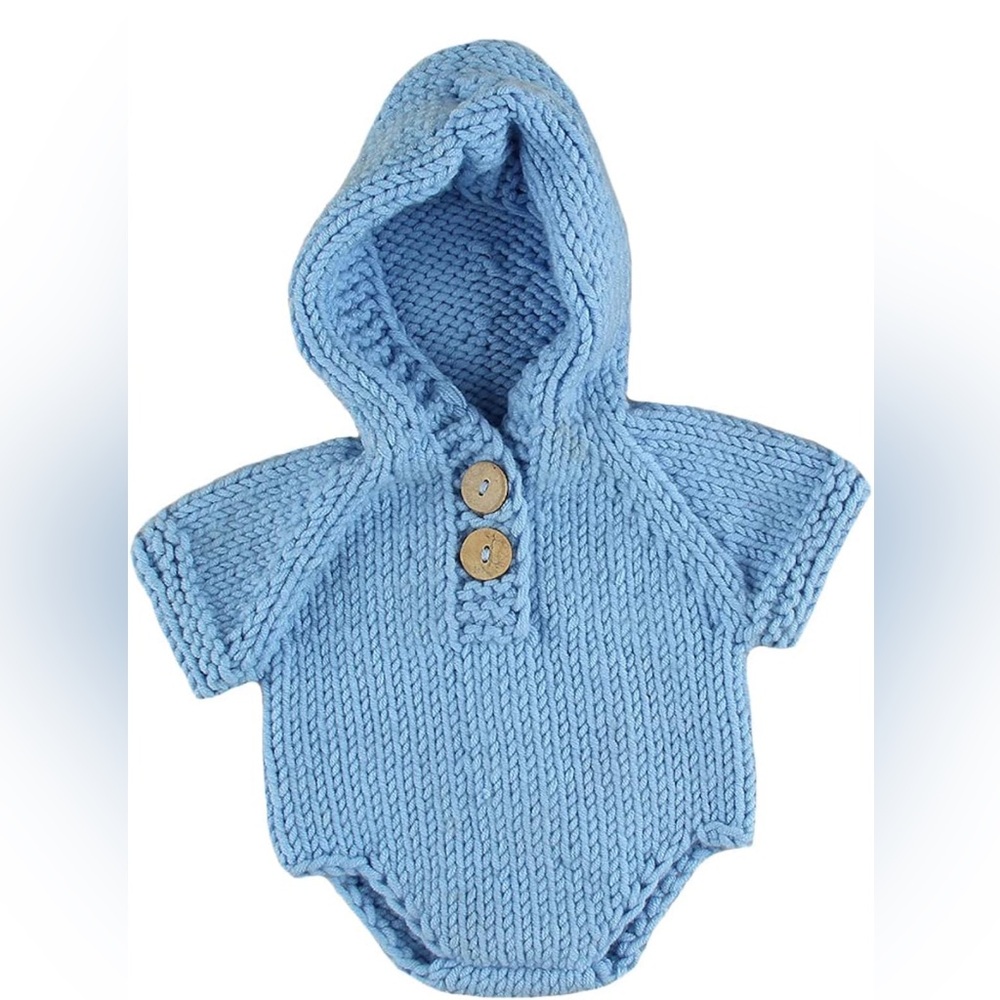 Baby Blue Newborn Crochet  Romper